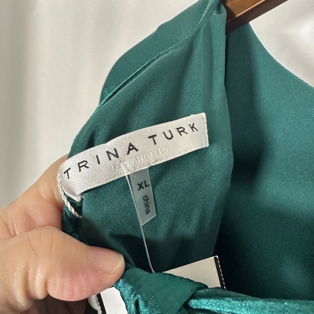 NWT Trina Turk Green Acacia Manhattan‎ Dropped Waist Dress XL Feminine Party - Picture 3 of 10